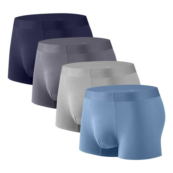 Tungbrin 4 Pack Men's Plus Size Boxer Briefs Stretchy Quick Dry Mid Waist Sports Panties Solid Color Underwear