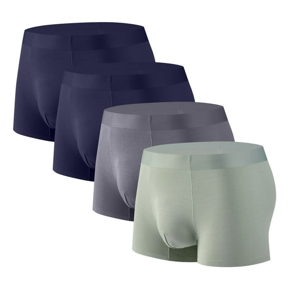 Tungbrin 4 Pack Men's Plus Size Boxer Briefs Stretchy Quick Dry Mid Waist Sports Panties Solid Color Underwear