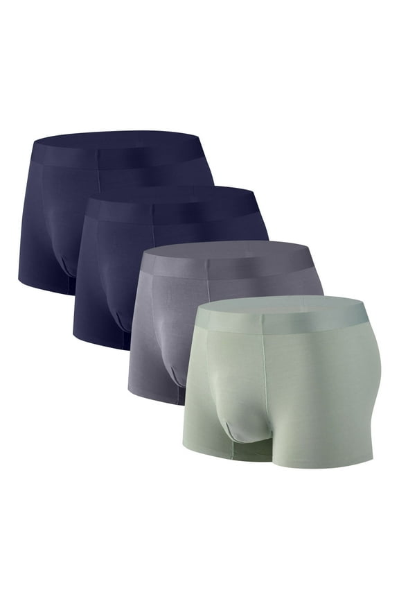 4 Pack Men's Plus Size Boxer Briefs Stretchy Quick Dry Mid Waist Sports Panties Solid Color Underwear