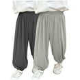 thumbnail image 1 of Tungbrin Boys Girls High Waist Pants 2 Pack Casual Lightweight Cinch Bottom Pants Children's Solid Color Trousers, 1 of 3