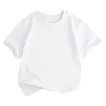 Tungbrin Boys Girls Short Sleeve T Shirts Summer Basic Solid Color Crew Neck Tees Kids Casual Loose Tops Clothes