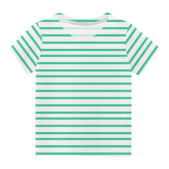 Tungbrin Boys Girls Striped Shirt Summer Casual Comfy Crew Neck Short Sleeve Tees Children's Teen Basic Clothes