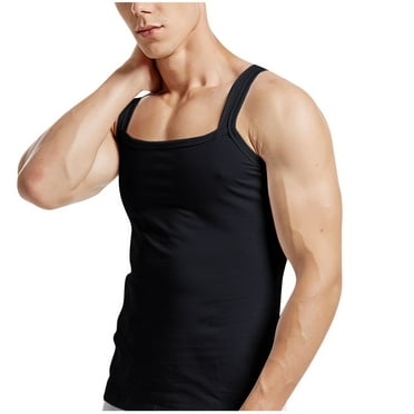Tungbrin Compression Shirt Men Slim Square Neck Sleeveless Athletic Tank Tops Big and Talls Stretchy Undershirts