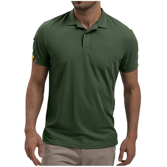 Tungbrin Golf Shirt for Men Summer Collar Short Sleeve Button up Athletic Tees Basic Solid Color Workout Sports Shirts