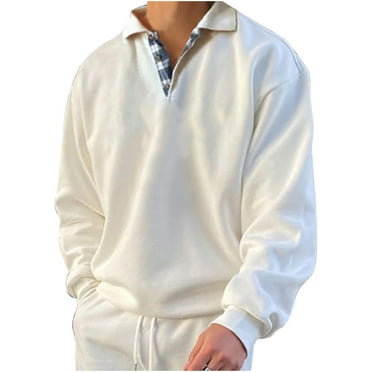 Tungbrin Long Sleeve Sweatshirt for Men Fashion Lapel Quarter Button Pullover Shirts Fall Casual Solid Color Tops