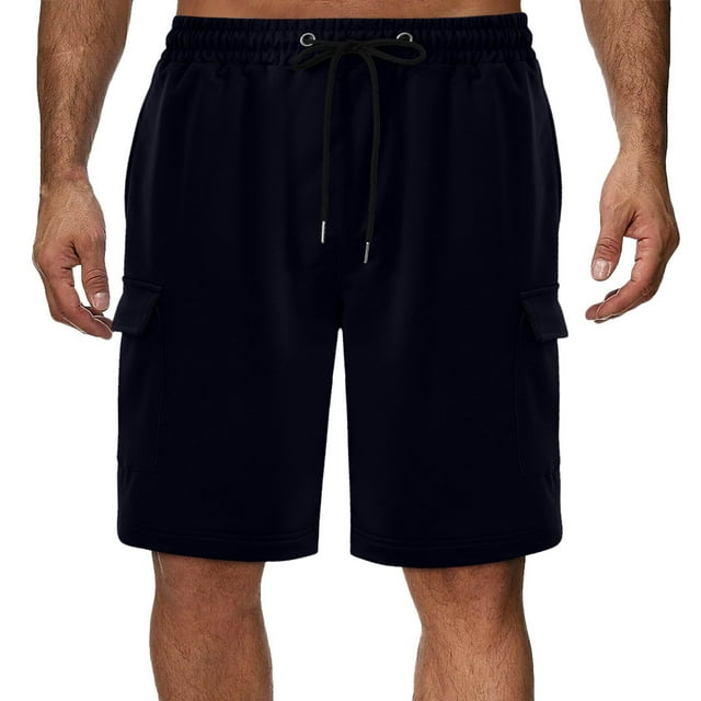 Tungbrin Men's 10 Inch Cargo Shorts Drawstring Elastic Waist Hiking Work Shorts Athletic Quick Dry Shorts with Multi Pockets