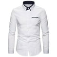 thumbnail image 1 of Tungbrin Men's Dress Shirts Stretch Slim Long Sleeve Collar Button down Wedding Prom Shirt Business Casual Shirts, 1 of 3