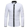 thumbnail image 1 of Tungbrin Men's Dress Shirts Stretch Slim Long Sleeve Collar Button down Wedding Prom Shirt Business Casual Shirts, 1 of 3