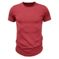 thumbnail image 1 of Tungbrin Men's Ribbed Shirt Short Sleeve Slim Round Neck Muscle T Shirts Plus Size Stretch Knit Tops Summer Tees, 1 of 6
