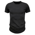 thumbnail image 1 of Tungbrin Men's Ribbed Shirt Short Sleeve Slim Round Neck Muscle T Shirts Plus Size Stretch Knit Tops Summer Tees, 1 of 7