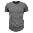 thumbnail image 1 of Tungbrin Men's Ribbed Shirt Short Sleeve Slim Round Neck Muscle T Shirts Plus Size Stretch Knit Tops Summer Tees, 1 of 8