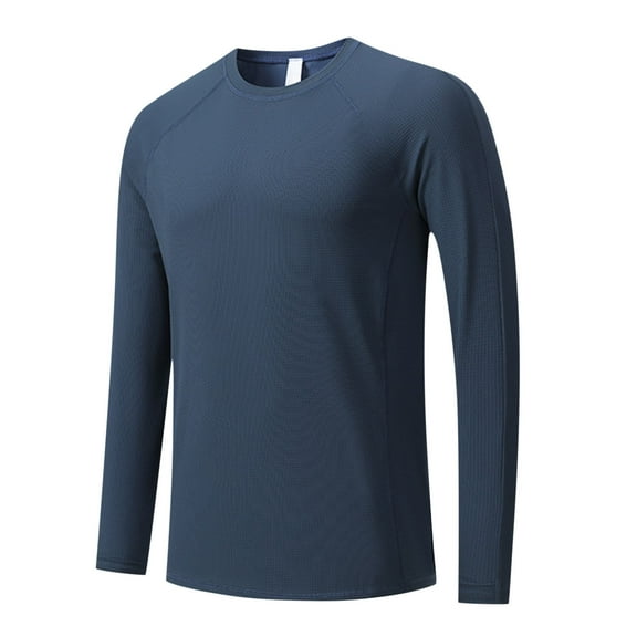 Tungbrin Men's Silk Sports Shirts Lightweight Long Sleeve Breathable Gym Tees Fall Crewneck Athletic Running Clothes
