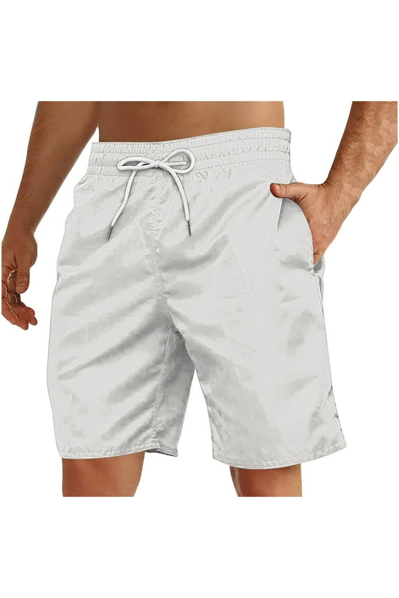 Men's Summer Casual Shorts Big and Talls Drawstring Elastic Waist Knee Length Shorts Beach Vacation Shorts