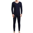 thumbnail image 1 of Tungbrin Men's Thermal Underwear Sets 2 Piece Big and Talls V Neck Long Sleeve Base Layer Tees and Bottoms Sleepwear, 1 of 3