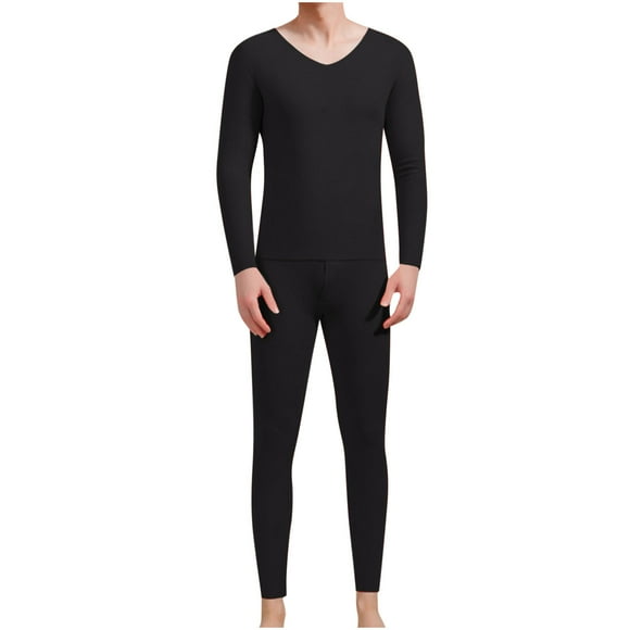 Tungbrin Men's Thermal Underwear Sets 2 Piece Big and Talls V Neck Long Sleeve Base Layer Tees and Bottoms Sleepwear