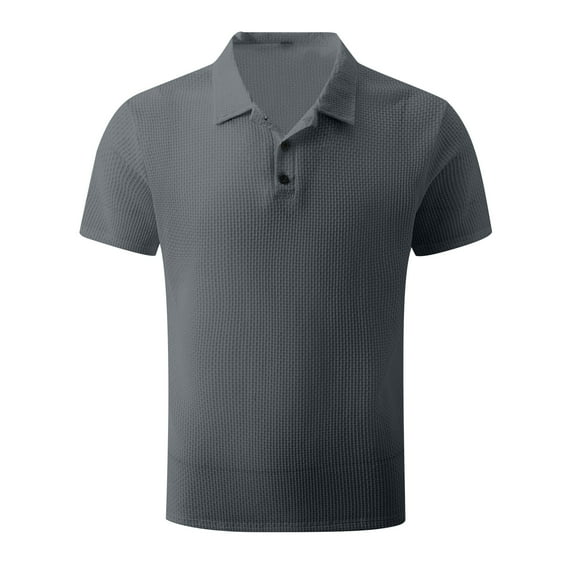 Tungbrin Mens Knit Shirts Summer Button up Short Sleeve Textured T Shirts Big and Talls Slim Collared Golf Tees