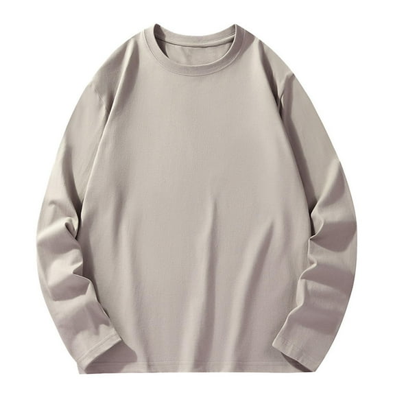 Tungbrin Mens Long Sleeve Shirts Fall Basic Solid Color Round Neck Pullover Shirt Plus Size Going out Tops