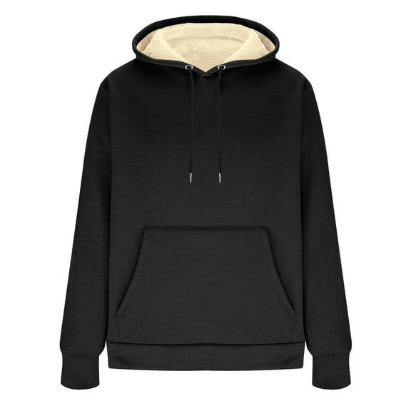 Tungbrin Mens Sherpa Lined Hoodies Winter Fleece Warm Long Sleeve Sweatshirts Plus Size Comfy Solid Thickened Tops
