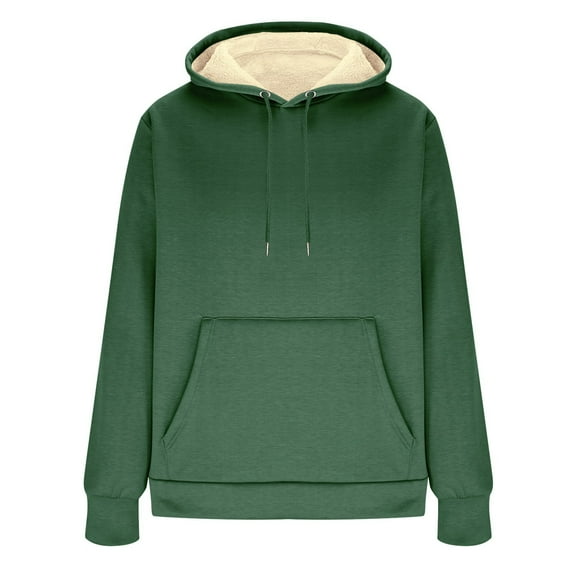 Tungbrin Mens Sherpa Lined Hoodies Winter Fleece Warm Long Sleeve Sweatshirts Plus Size Comfy Solid Thickened Tops