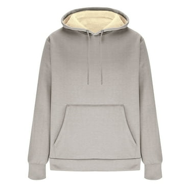 Tungbrin Mens Sherpa Lined Hoodies Winter Fleece Warm Long Sleeve Sweatshirts Plus Size Comfy Solid Thickened Tops