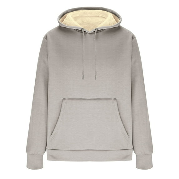 Tungbrin Mens Sherpa Lined Hoodies Winter Fleece Warm Long Sleeve Sweatshirts Plus Size Comfy Solid Thickened Tops