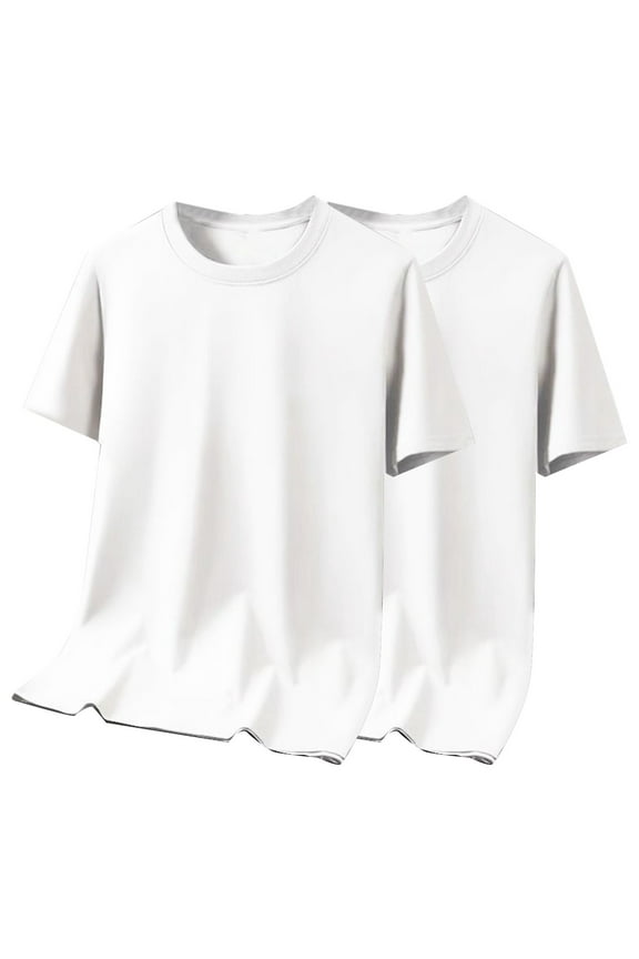 Mens Shirts 2 Pack Big and Talls Summer Casual Loose Short Sleeve Tees Cozy Soft Round Neck T-Shirts