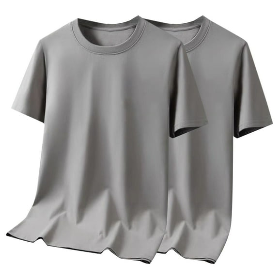 Tungbrin Mens Shirts 2 Pack Big and Talls Summer Casual Loose Short Sleeve Tees Cozy Soft Round Neck T-Shirts