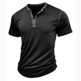 thumbnail image 1 of Tungbrin Mens Short Sleeve Shirts Summer Casual Comfort Button up T Shirt Classic 3 Buttons Solid Color Crewneck Tops, 1 of 8