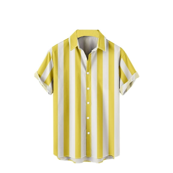 Tungbrin Mens Summer Striped Shirts Big and Talls Trendy Short Sleeve Button down Shirts Beach Casual Blouses