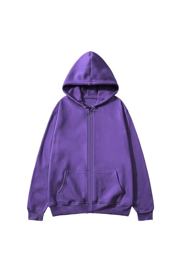 Mens Zip up Hoodies Fall Plus Size Solid Long Sleeve Sweatshirts Full Zipper Casual Jacket with Pockets