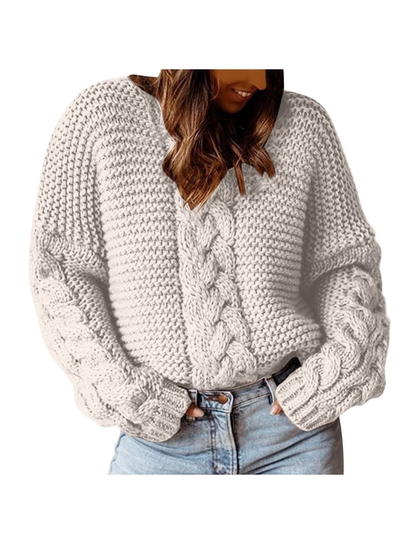 Plus Size Sweater for Women Long Sleeve Loose Comfy Solid Pullover Tops Fall Round Neck Trendy Clothes