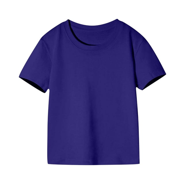 Tungbrin Short Sleeve Tshirts for Girls Summer Basic Solid Round Neck Tops Unisex Casual Loose Cotton Blouses