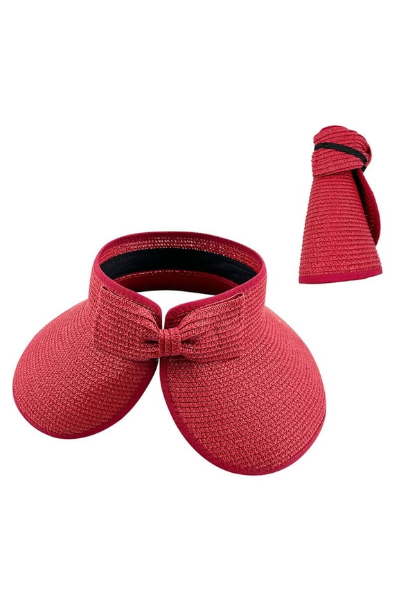 Straw Sun Hats for Women Wide Brim Topless Foldable Packable Hats Summer Beach Visor Hat UPF 50+