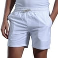 thumbnail image 1 of Tungbrin Summer Cotton Linen Shorts for Men Elastic Waist Drawstring Gym Shorts Beach Casual Shorts with Pockets, 1 of 6