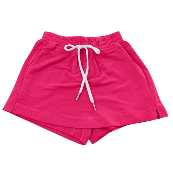 Tungbrin Summer Shorts for Girls Kids Casual Drawstring Elastic Waist Short Pants Cotton Solid Shorts with Pockets
