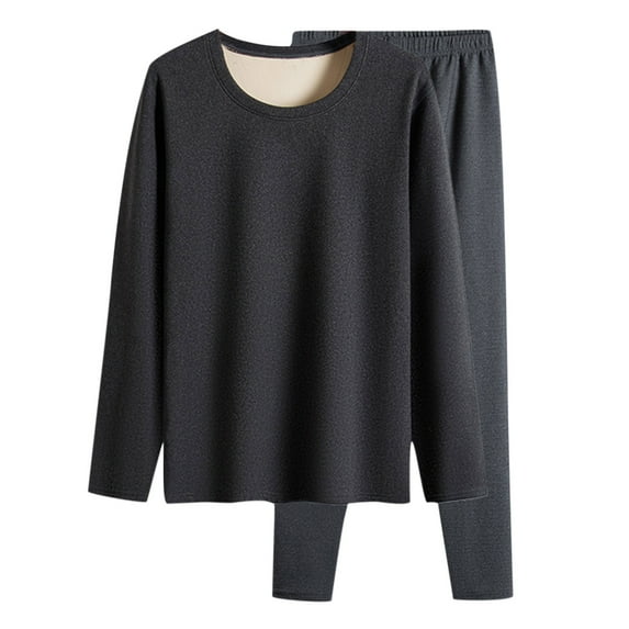Tungbrin Thermal Underwear for Men 2 Piece Big and Talls Fleece Lounge Outfits Long Sleeve Shirts and Bottoms Homewear