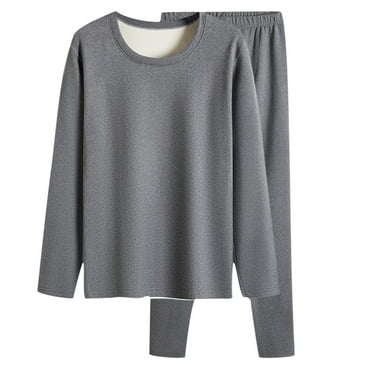 Tungbrin Thermal Underwear for Men 2 Piece Big and Talls Fleece Lounge Outfits Long Sleeve Shirts and Bottoms Homewear