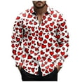 thumbnail image 1 of Tungbrin Valentine's Day Button down Shirts for Men Funny Heart Graphic Printed Long Sleeve Shirts Casual Lapel Tops, 1 of 5
