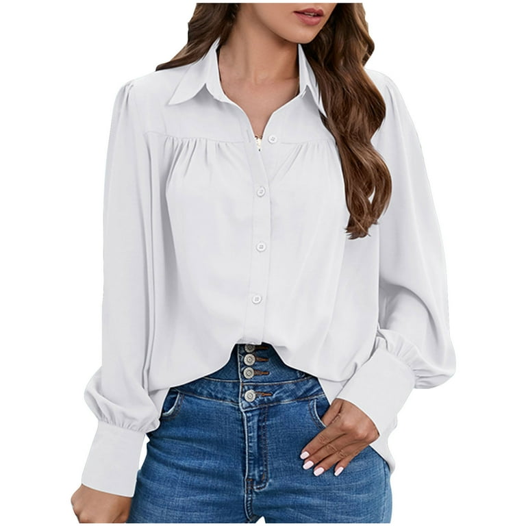 Casual Solid Split Joint Buttons Turndown Collar Tops Casual Solid Split Joint Buttons Turndown Collar Tops