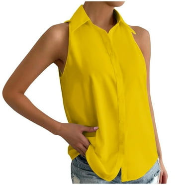 Tungbrin Women's Plus Size Sleeveless T Shirts Button down V Neck Solid Tops Summer Lightweight Loose Fashion Casual Blouse