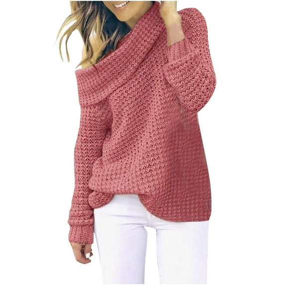 Tungbrin Women's Plus Size off Shoulder Sweater Fall Fashion Casual Blouse Solid Color Long Sleeve Scarf Loose Tops