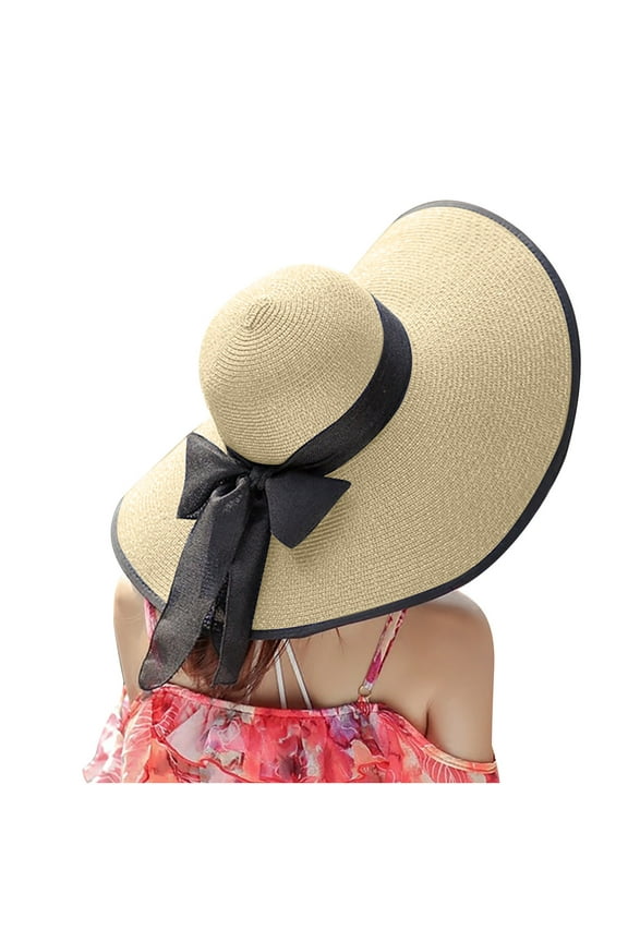 Womens Wide Brim Straw Hat Summer Floppy Foldable Gardening Cap Rolled up Cap Beach Visor Hat Upf 50+