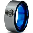 thumbnail image 1 of Tungsten 8-ball ring Band Ring 8mm Men Women Comfort Fit Blue Flat Cut Brushed Gray Polished, 1 of 4