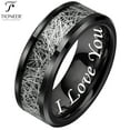 thumbnail image 1 of Tioneer Tungsten Ring Inlay in Black IP Diamond Finish  Men Women Comfort Fit w/ Free Engraving 8mm, 1 of 6