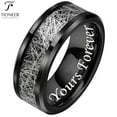 thumbnail image 1 of Tungsten 8mm Ring with Sleek Carbon Fiber Inlay in Black IP Finish for Men Women Comfort Fit w/ Free Engraving Options, 1 of 6