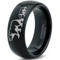 thumbnail image 1 of Tungsten Adult Bear Cub Following Walking Band Ring 8mm Men Women Comfort Fit Black Dome Polished, 1 of 4