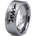 thumbnail image 1 of Tungsten Adult Bear Cub Following Walking Band Ring 8mm Men Women Comfort Fit Gray Flat Cut Brushed Polished, 1 of 4
