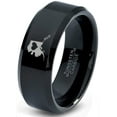 thumbnail image 1 of Tungsten Alaska The Last Frontier State Heart Band Ring 8mm Men Women Comfort Fit Black Beveled Edge Polished, 1 of 4
