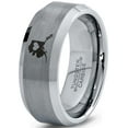 thumbnail image 1 of Tungsten Alaska The Last Frontier State Heart Band Ring 8mm Men Women Comfort Fit Gray Step Bevel Edge Brushed Polished, 1 of 4