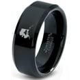 thumbnail image 1 of Tungsten Alaska The Last Frontier State Mountain Band Ring 8mm Men Women Comfort Fit Black Beveled Edge Polished, 1 of 4